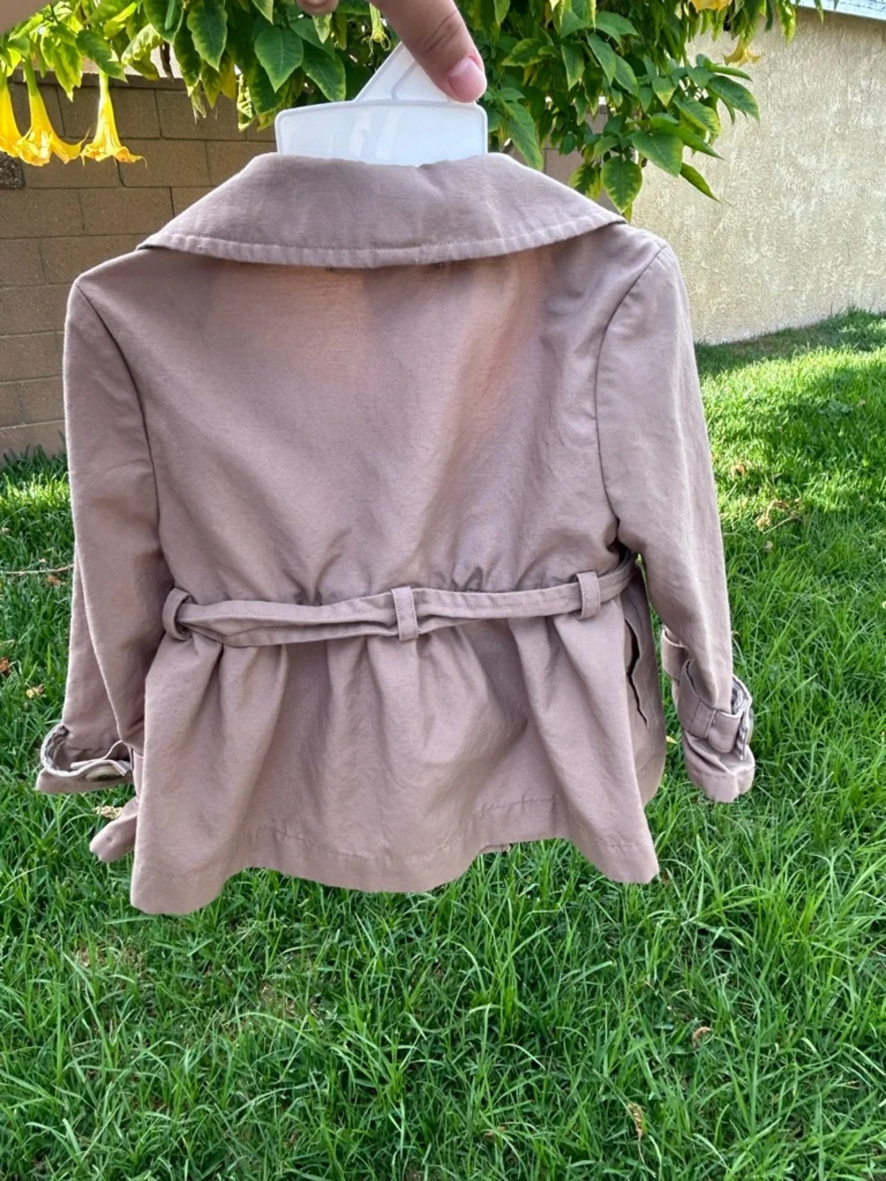 Janie and Jack Girls' Tan Pea Coat with Tie Belt